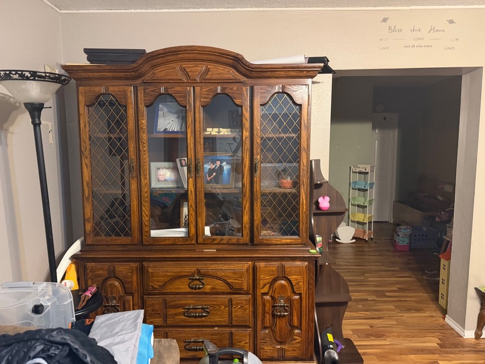 1970s vintage glass display china hutch used but in great condition