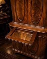 Antique Edwardian Mahogany Corner Cabinet Gothic Flame Veneer UK DELIVERY