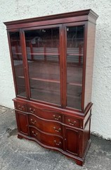 Vintage Cherry Wood China Cabinet Hutch Curio Buffet Glass Display Storage