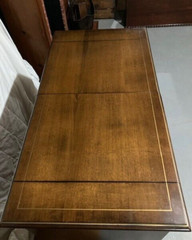 VTG (60’s) FLIP TOP DRY BAR CABINET W/GLASS SET /CASTERS / WINE RACK – ORIG OWNR