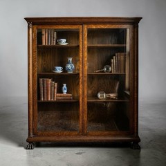 Antique Victorian Quarter Sawn Oak Library Cabinet