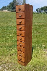 Antique Oak 10 Drawer File or Storage Cabinet 1920s