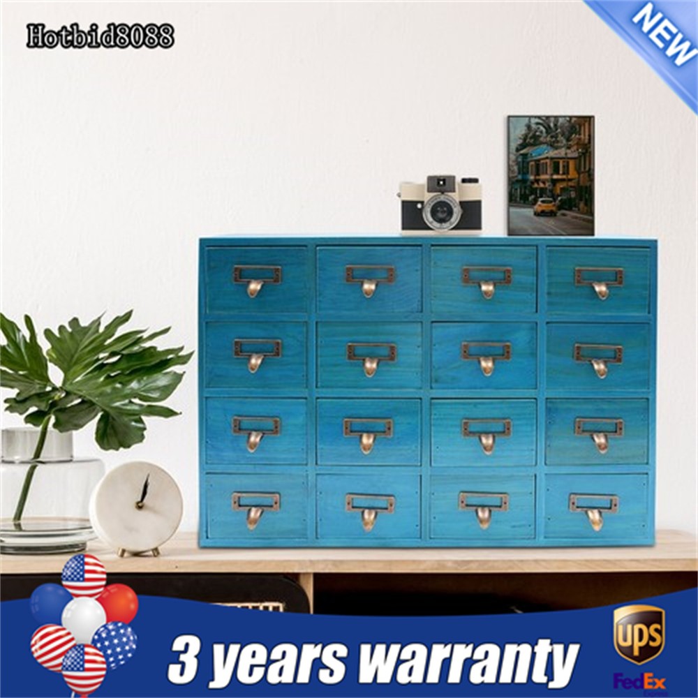 16 Drawers Apothecary Cabinet Library Card Catalog Cabinet Tabletop Vintage Apot
