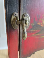 Antique Chinoiserie Humidor Cabinet with Drawer