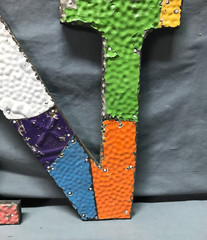 Decorative Salvaged Tin Ceiling 12″ Patchwork Mix Color Letter N Metal 359-25B