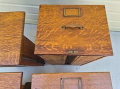 Library Bureau Sole Makers Tiger Oak File Cabinet Parts Side Back Tag Drawers