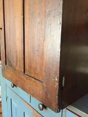 antique country panel wall cupboard hanging cabinet primitive box pine painted