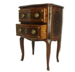 Gorgeous Marquetry Chest of Drawers Dresser Cabinet Wood Brass Trim Medallions