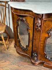 Antique Rosewood Victorian Cabinet Mirror Server Sideboard Carved 1860