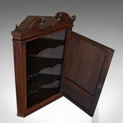 Antique Georgian Corner Cabinet, English, Oak, Wall Hanging Cupboard, Circa 1780
