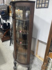 Antique Oak Curio China Cabinet – original finish