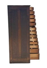 Antique Victorian Oak 26 Drawer Raised Panel Office File Cabinet by Cutler