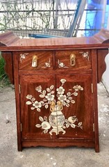 Vintage Cabinet Temple Lacquer Wooden Brass