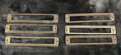 Lot of 6 Vintage Steel Brass Plated Cabinet Drawer Label Holders Card Catalog