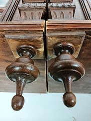 pair Stunning Antique Corner Cabinets Hand Carved Wood right left corner with s