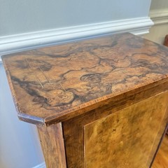 French Philippe 19th C. Burl Walnut Marquetry Cabinet w/ Key Antique