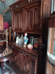 ANTIQUE DARK WOOD CARVED COURT CUPBOARD FROM FRANCE