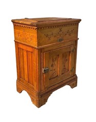 VICTORIAN OAK FLORAL CARVED ICE CHEST WITH ZINC LINING & PHOENIX HEAD HARDWARE