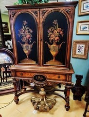 Berkey & Gay English Jacobean Walnut/Burlwood Cabinet
