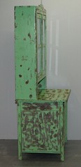 HAND PAINTED VICTORIAN DISTRESSED GREEN DRESSER BOOKCASE OR KITCHEN CUPBOARD