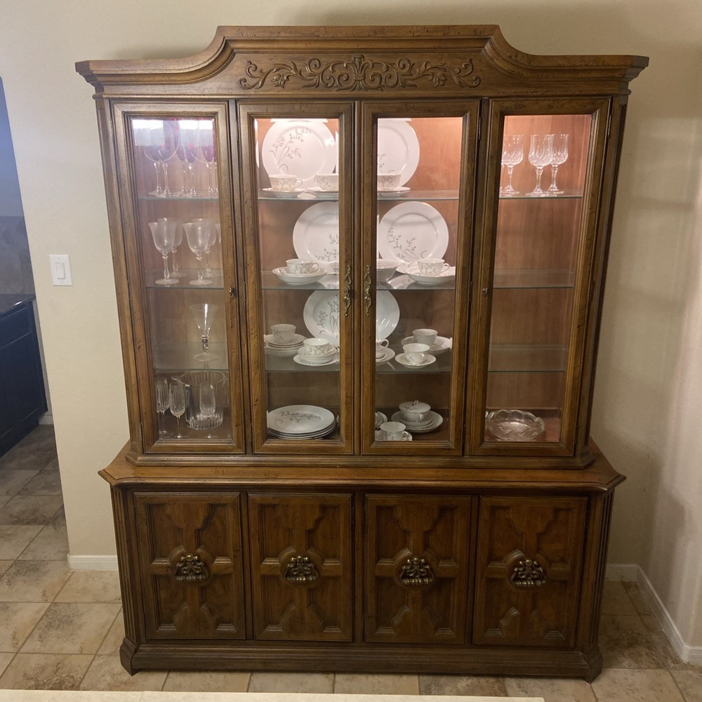 Vintage Wooden China Cabinet.
