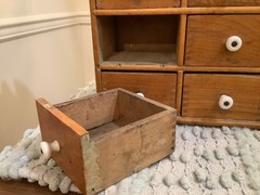 Antique Wooden Apothecary Spice Chest Cabinet 8 Drawers Primitive Farmhouse