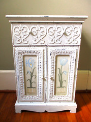 Gorgeous! Vintage French Country Ornate Carved Painted Doors Accent Cabinet