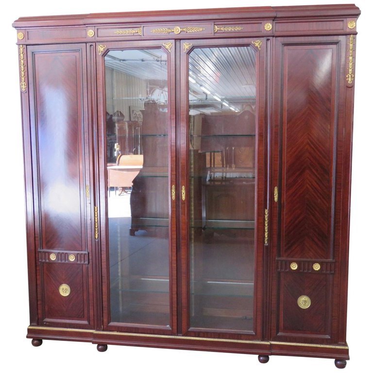 Rare French Louis XVI Rosewood Bronze Mounted China Cabinet Vitrine Armoire