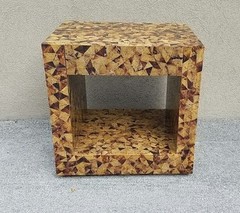 STUNNING CARLO PESSINA SUSTAINABLE CRACKLED YELLOW SEA PENSHELL CABINET