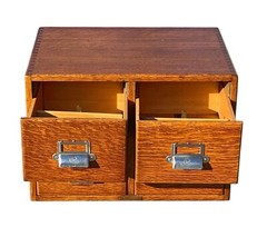 Antique Arts & Crafts Oak Yawman & Erbe Four Drawer Wood File Cabinet