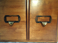 Vintage Antique Oak 2 Drawer Dovetail Card Catalog Index File Cabinet Solid!