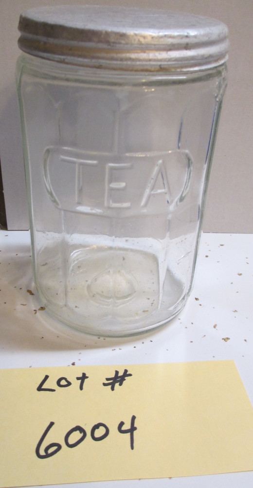 Hoosier cabinet Original “COLONIAL Style ” Tea Spice Jar Embossed Lot # 6004