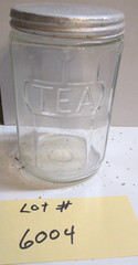 Hoosier cabinet Original “COLONIAL Style ” Tea Spice Jar Embossed Lot # 6004