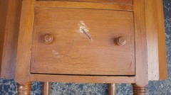 Antique Wood MARTHA WASHINGTON SEWING CABINET 3 drawer hinge lids restore READ