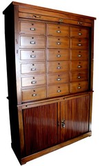 Antique French Art Deco Tambor Oak Notary Cabinet, attrib. to Maurice Lacour