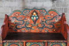 Antique Tibetan Elm Pegam Apothecary Bookcase Chest Altar Cabinet Bench Seat 43