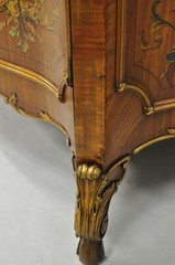 French Louis XV Adam Style Marble Top Kingwood Hand Painted Commode w/ Drawers