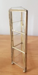 Vintage Brass Glass Feature Display Case,Curios Tabletop Cabinet 8.5″ Tall