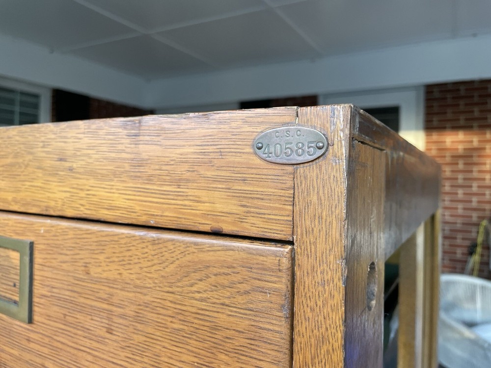 The Globe-Wernicke C.S.C. 40585 Antique Oak Filing Cabinet