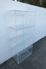 Mid Century Lucite and Glass Etagere Open Shelf Display Cabinet 5130