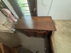Antique Rustic Mission Oak Wood Dry Sink Wash Stand Cabinet Nightstand