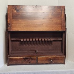 Vintage 1930s Silverware FLATWARE WALL Storage Chest Wood CABINET w 2 Drawer