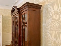 Vintage Two-Piece Hickory Chair Mahogany Breakfront China Cabinet
