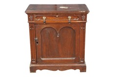 Antique American Victorian Gothic Revival Walnut Chest Console Table Cabinet 34″