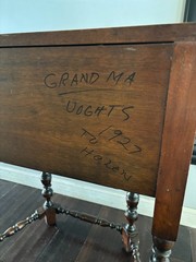 Antique 20s Jacobean Revival Gothic Copper Lined Wood Humidor Cabinet Side Table