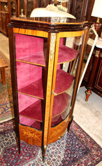 Antique French Rosewood Napoleon III Display Cabinet Glass Door