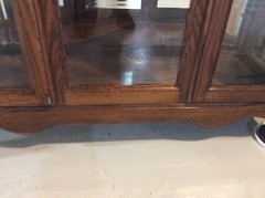 solid oak curio cabinet glass shelf glass and mirrored