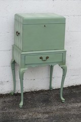 Tall Painted Silver Jewelry Chest Lingerie Cabinet Queen Anne Legs 6237
