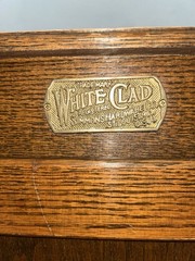 Vintage WHITE CLAD Simmons Oak Wood Ice Box Nightstand Cabinet Chest End Table