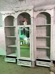 Painted Cottage Shabby Chic French Bookcase / China Hand Made Display Cabinet